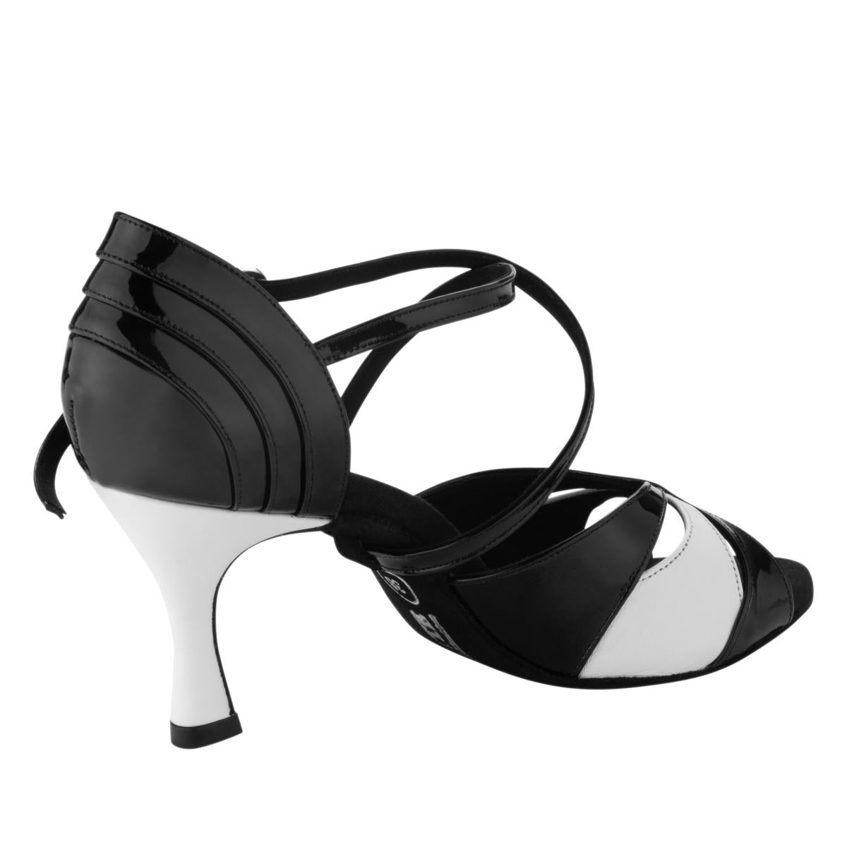 Rummos Damen Tanzschuhe Elite Paloma 035/004 - Material: Leder/Lackleder - Farbe: Schwarz/Weiß - Weite: Normal - Absatz: 60R Flare - Größe: EUR 35,5
