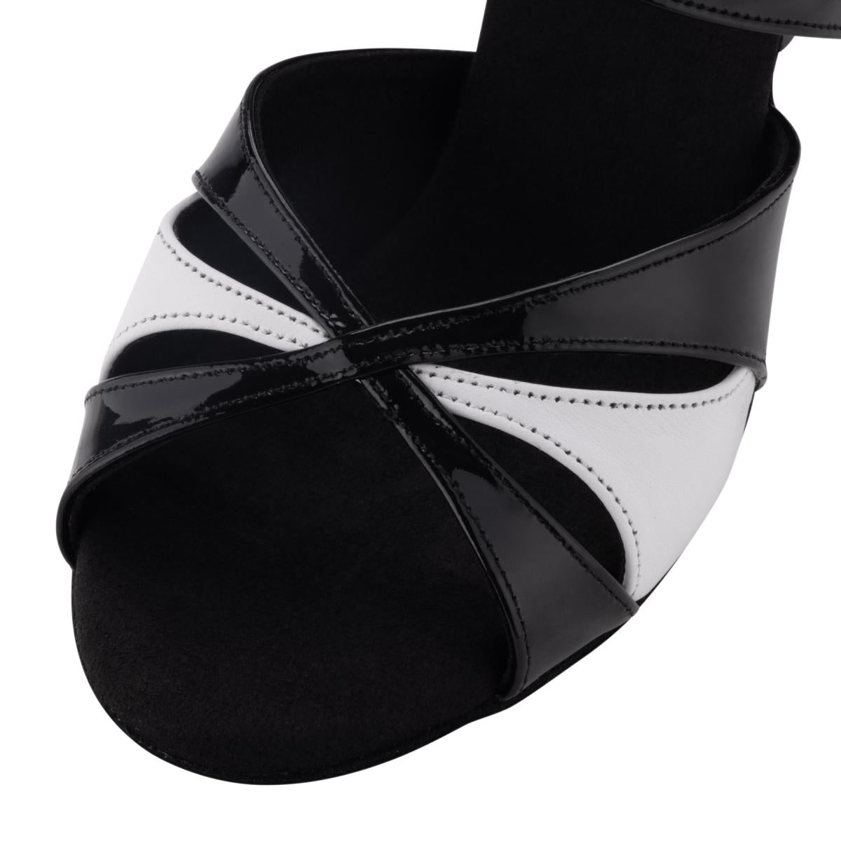 Rummos Damen Tanzschuhe Elite Paloma 035/004 - Material: Leder/Lackleder - Farbe: Schwarz/Weiß - Weite: Normal - Absatz: 60R Flare - Größe: EUR 38