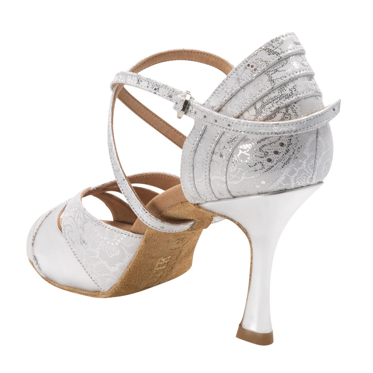 Rummos Damen Tanzschuhe Elite Paloma 084/009 - Material: Leder - Farbe: Weiß/Silber - Weite: Normal - Absatz: 70R Flare - Größe: EUR 36