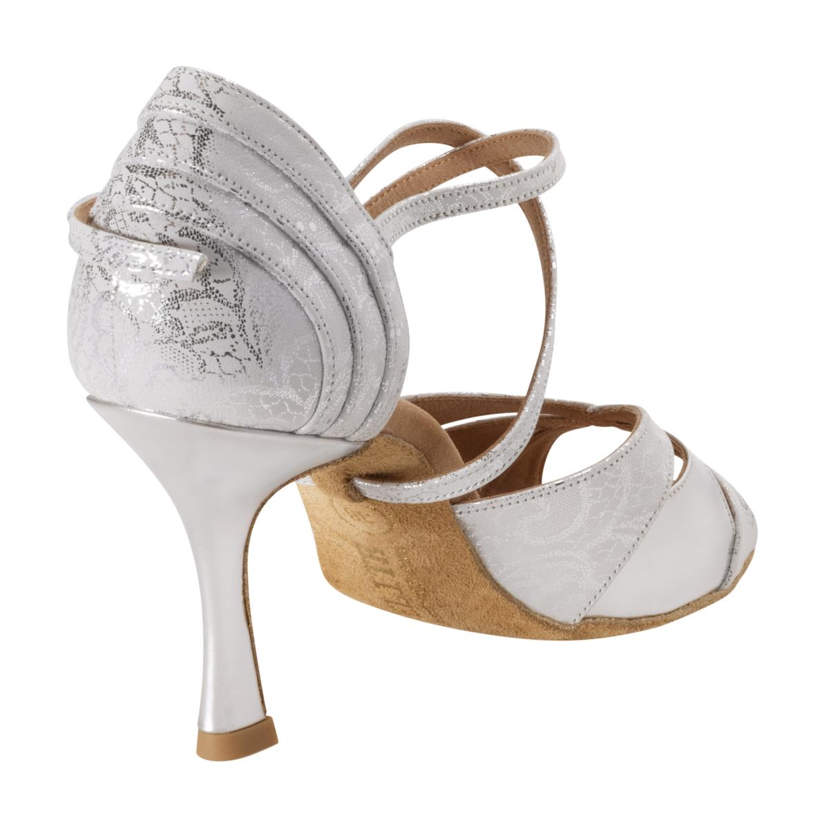 Rummos Damen Tanzschuhe Elite Paloma 084/009 - Material: Leder - Farbe: Weiß/Silber - Weite: Normal - Absatz: 70R Flare - Größe: EUR 39