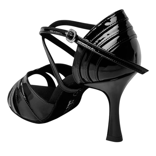 Rummos Damen Tanzschuhe Elite Paris 035 - Obermaterial: Lack - Farbe: Schwarz - Weite: Normal - Absatz: 70R Flare - Größe: EUR 40,5