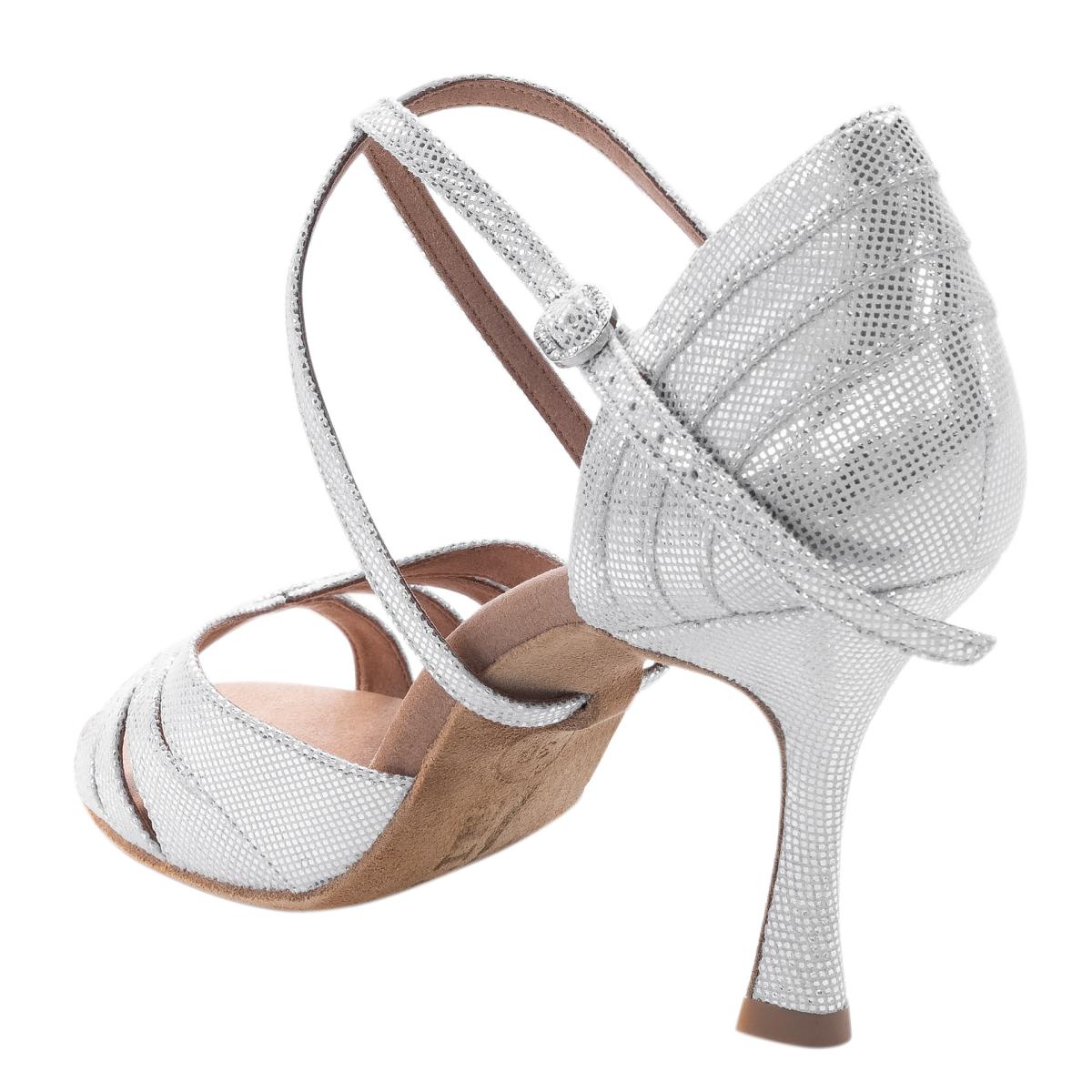 Rummos Damen Tanzschuhe Elite Paris 069 - Obermaterial: Leder - Farbe: Silber Diva - Weite: Normal - Absatz: 70R Flare - Größe: EUR 33,5