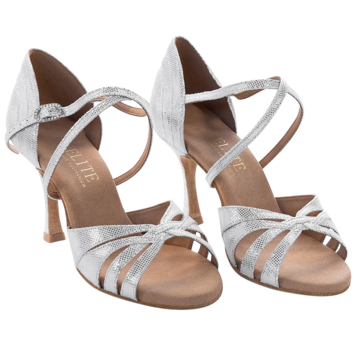 Rummos Damen Tanzschuhe Elite Paris 069 - Obermaterial: Leder - Farbe: Silber Diva - Weite: Normal - Absatz: 70R Flare - Größe: EUR 34,5