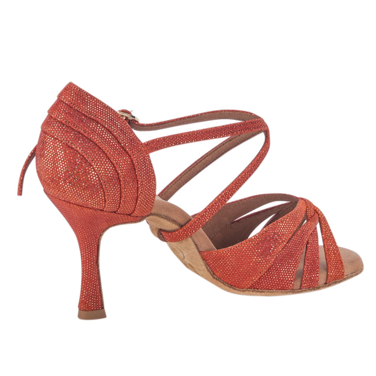 Rummos Damen Tanzschuhe Elite Paris 548 - Obermaterial: Leder - Farbe: Dark Tan Shiny - Weite: Normal - Absatz: 70R Flare - Größe: EUR 38,5