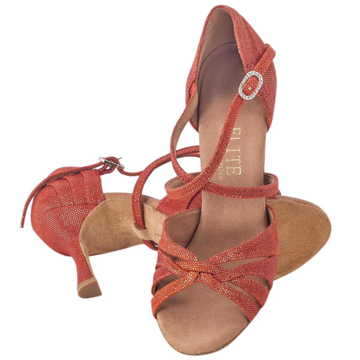 Rummos Damen Tanzschuhe Elite Paris 548 - Obermaterial: Leder - Farbe: Dark Tan Shiny - Weite: Normal - Absatz: 70R Flare - Größe: EUR 39
