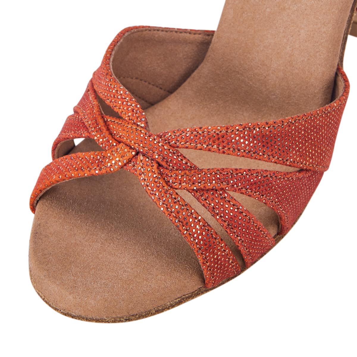 Rummos Damen Tanzschuhe Elite Paris 548 - Obermaterial: Leder - Farbe: Dark Tan Shiny - Weite: Normal - Absatz: 70R Flare - Größe: EUR 33,5