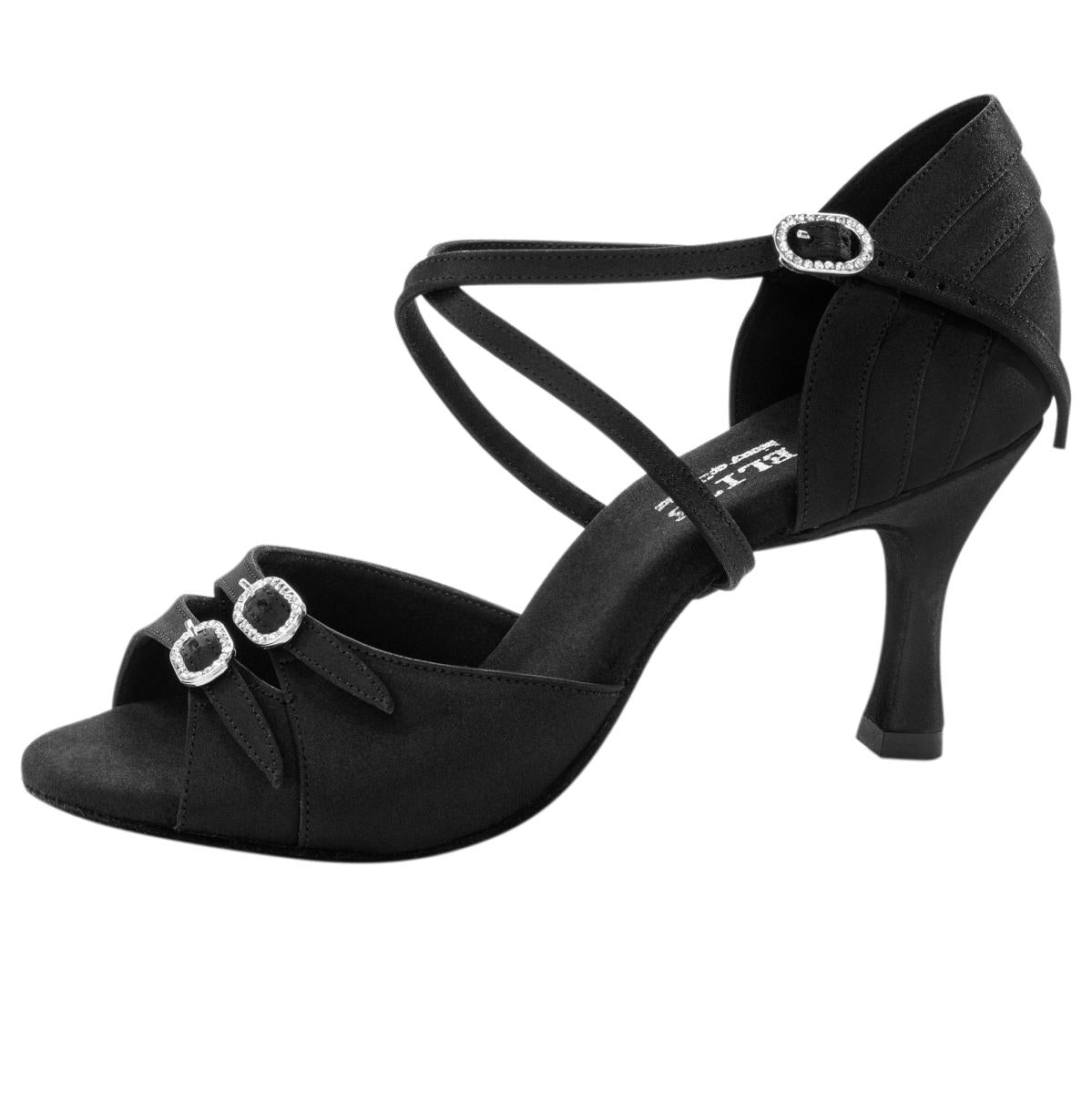 Rummos Damen Tanzschuhe Elite Diana 041 - Obermaterial: Satin - Farbe: Schwarz - Weite: Normal - Absatz: 60R Flare - Größe: EUR 39