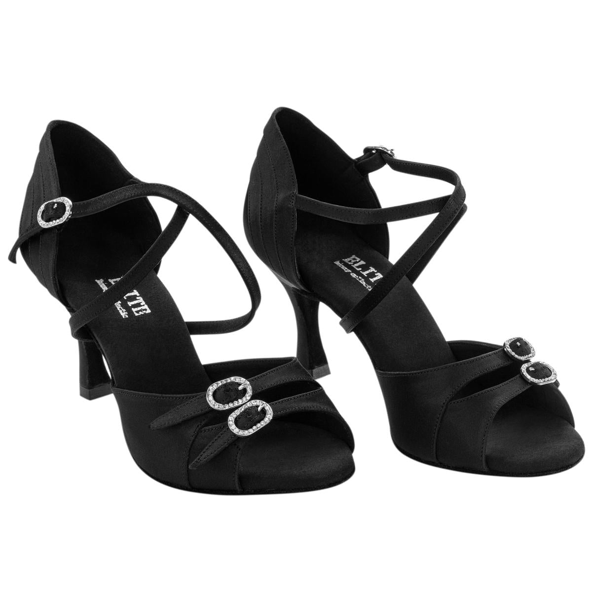 Rummos Damen Tanzschuhe Elite Diana 041 - Obermaterial: Satin - Farbe: Schwarz - Weite: Normal - Absatz: 60R Flare - Größe: EUR 40,5