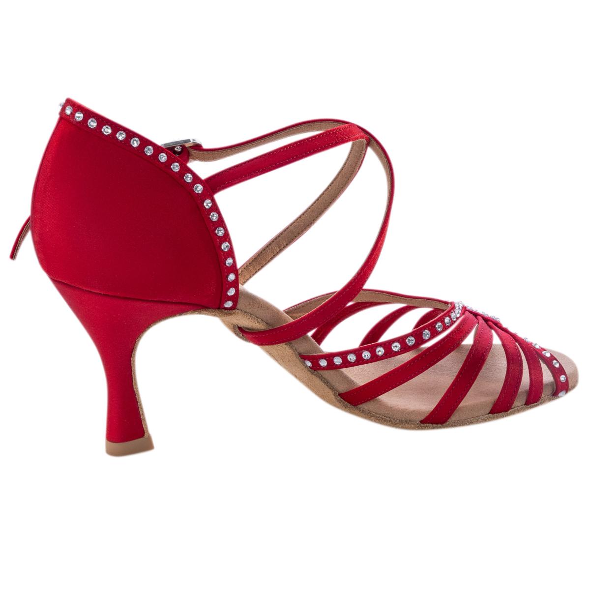 Rummos Damen Tanzschuhe Elite Luna 049S - Obermaterial: Satin - Farbe: Rot - Weite: Normal - Absatz: 60R Flare - Größe: EUR 34,5