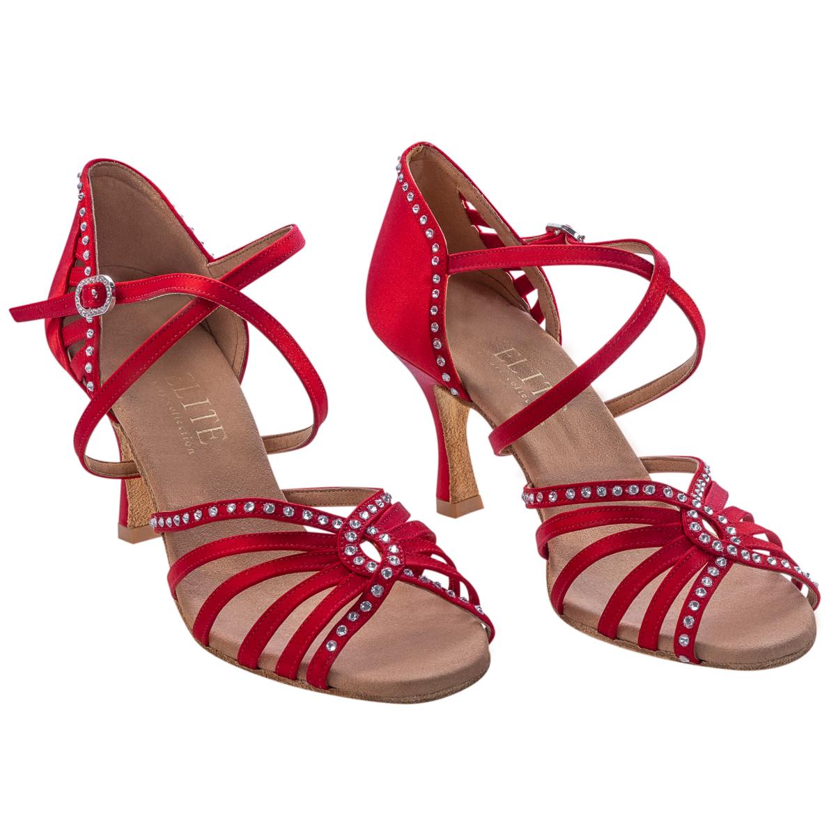 Rummos Damen Tanzschuhe Elite Luna 049S - Obermaterial: Satin - Farbe: Rot - Weite: Normal - Absatz: 60R Flare - Größe: EUR 35