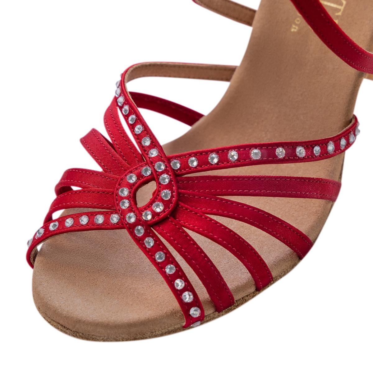 Rummos Damen Tanzschuhe Elite Luna 049S - Obermaterial: Satin - Farbe: Rot - Weite: Normal - Absatz: 60R Flare - Größe: EUR 34,5