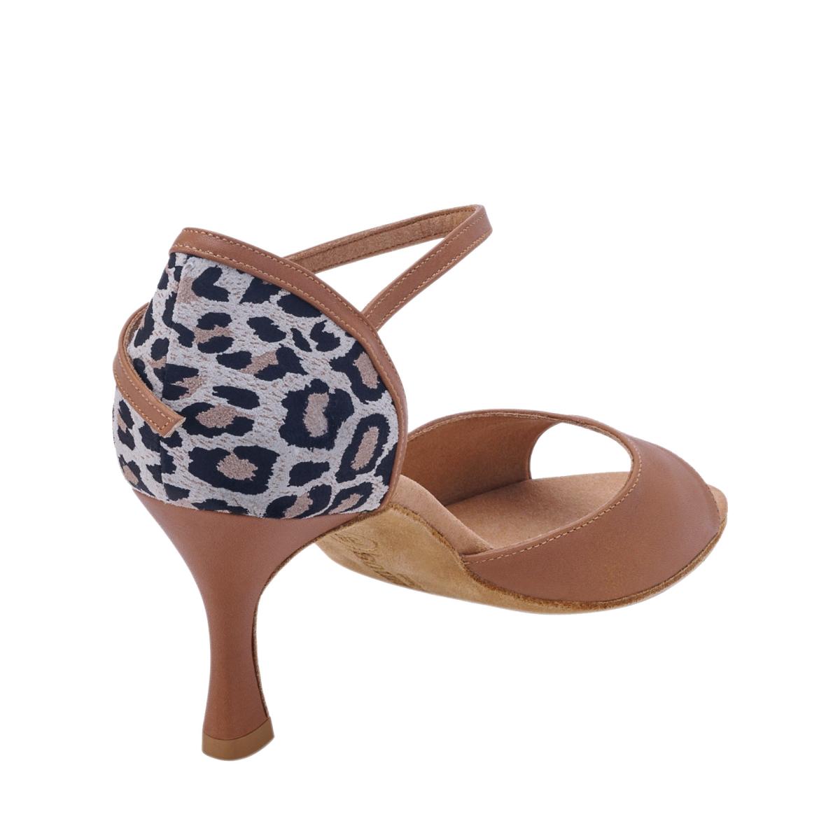 Rummos Damen Tanzschuhe Gabi 246-021 - Obermaterial: Leder - Farbe: Beige/Leopard - Weite: Normal - Absatz: 60R Flare - Größe: EUR 36