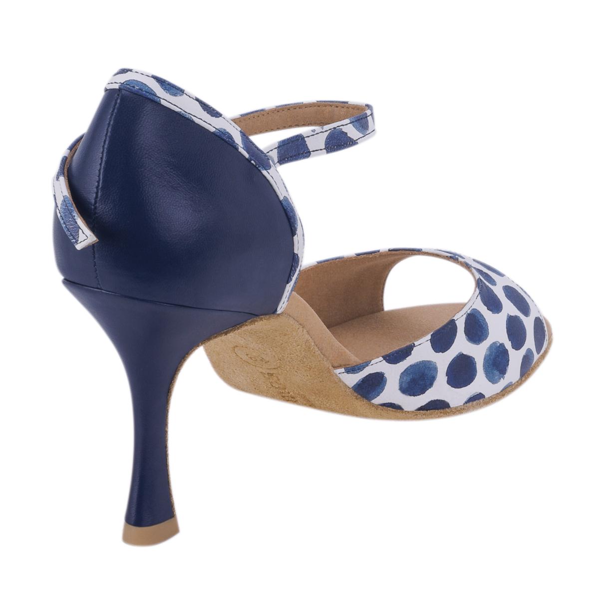 Rummos Damen Tanzschuhe Gabi 526-006 - Obermaterial: Leder - Farbe: Blau/Navy/Weiß - Weite: Normal - Absatz: 70R Flare - Größe: EUR 42