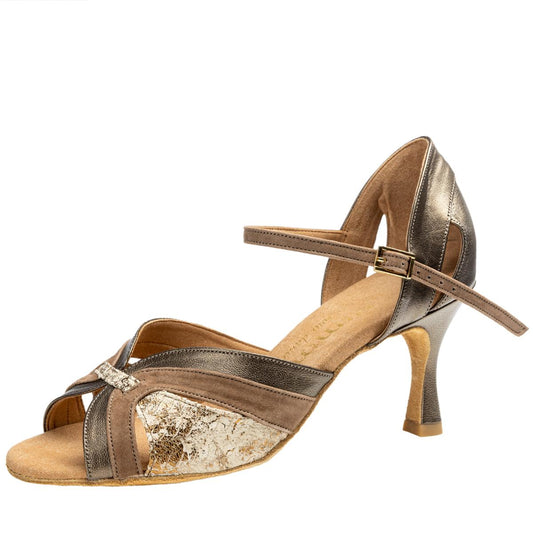 Rummos Damen Tanzschuhe Isabel 148-023-198 - Material: Leder/Nubuck - Farbe: BronzMetal/Taupe - Weite: Medium (Normal) - Absatz: 60R Flare - Größe: EUR 42