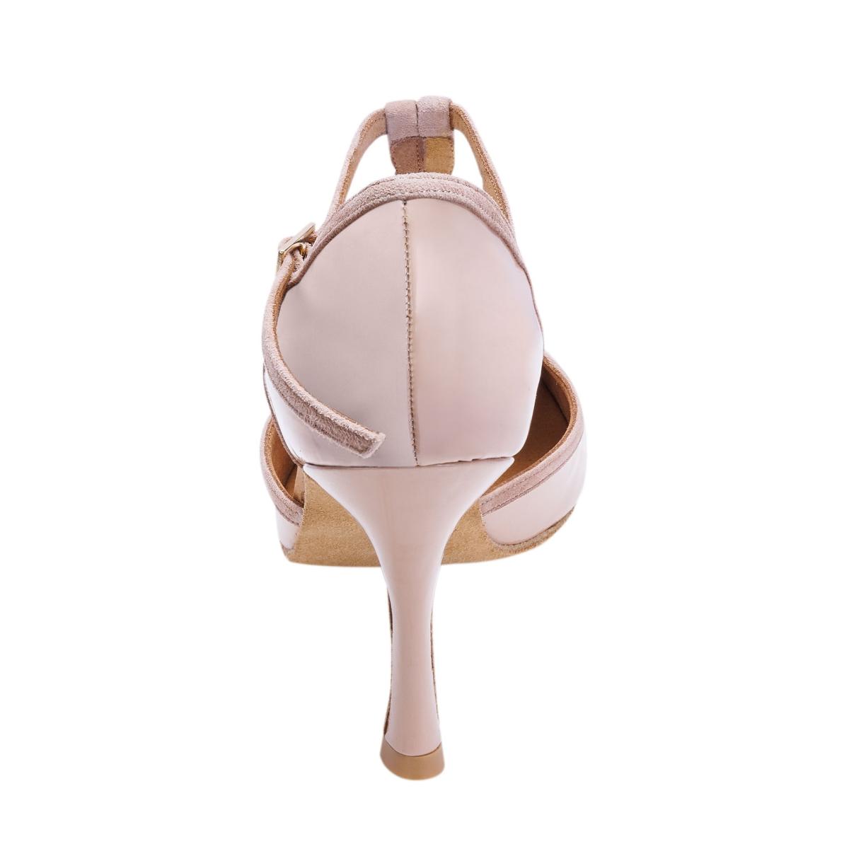 Rummos Damen Tanzschuhe Karen 033-077 - Obermaterial: Lack/Nubuck - Farbe: Nude/Tan - Weite: Normal - Absatz: 70R Flare - Größe: EUR 40,5