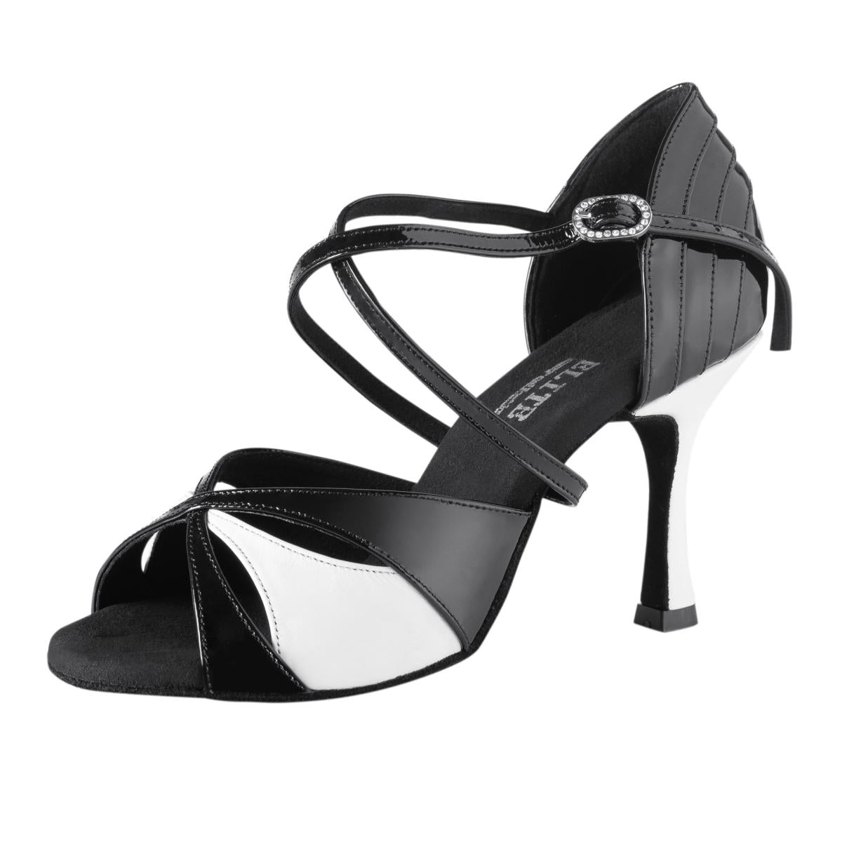 Rummos Damen Tanzschuhe Elite Paloma 035/004 - Material: Leder/Lackleder - Farbe: Schwarz/Weiß - Weite: Normal - Absatz: 70R Flare - Größe: EUR 33