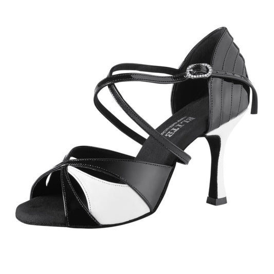 Rummos Damen Tanzschuhe Elite Paloma 035/004 - Material: Leder/Lackleder - Farbe: Schwarz/Weiß - Weite: Normal - Absatz: 70R Flare - Größe: EUR 35