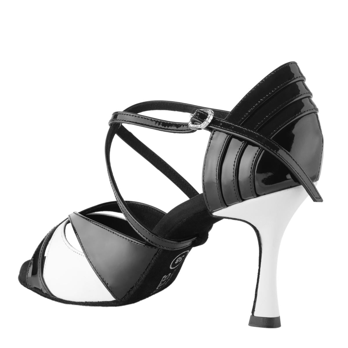 Rummos Damen Tanzschuhe Elite Paloma 035/004 - Material: Leder/Lackleder - Farbe: Schwarz/Weiß - Weite: Normal - Absatz: 70R Flare - Größe: EUR 33,5