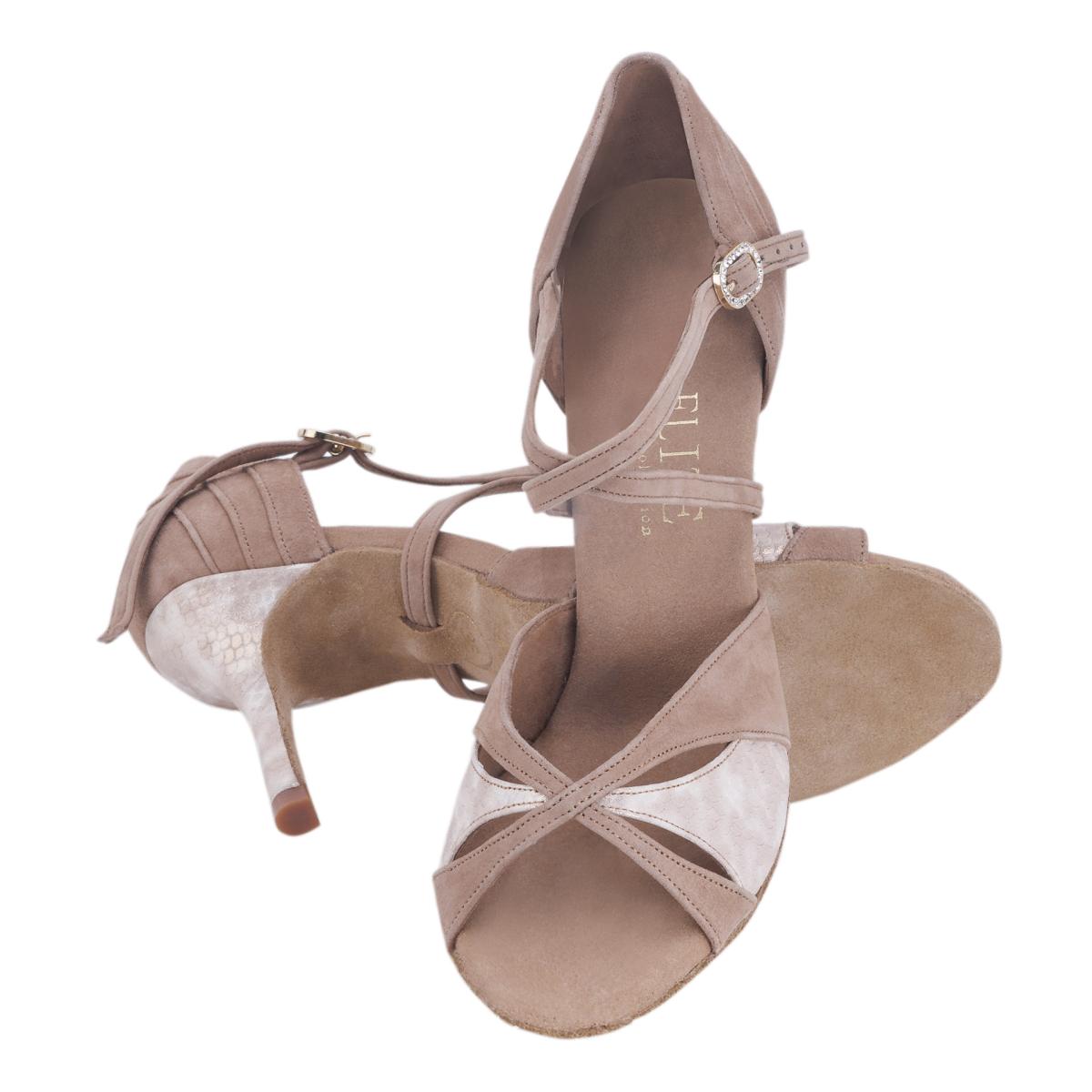 Rummos Damen Tanzschuhe Elite Paloma 027/093 - Obermaterial: Nubuck/Leder - Farbe: Hellbraun/Beige - Weite: Normal - Absatz: 80E Stiletto - Größe: EUR 34,5