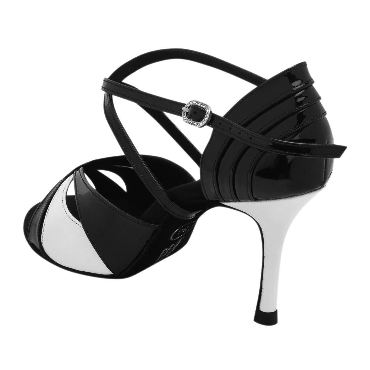 Rummos Damen Tanzschuhe Elite Paloma 035/004 - Obermaterial: Leder/Lackleder - Farbe: Schwarz/Weiß - Weite: Normal - Absatz: 80E Stiletto - Größe: EUR 40,5