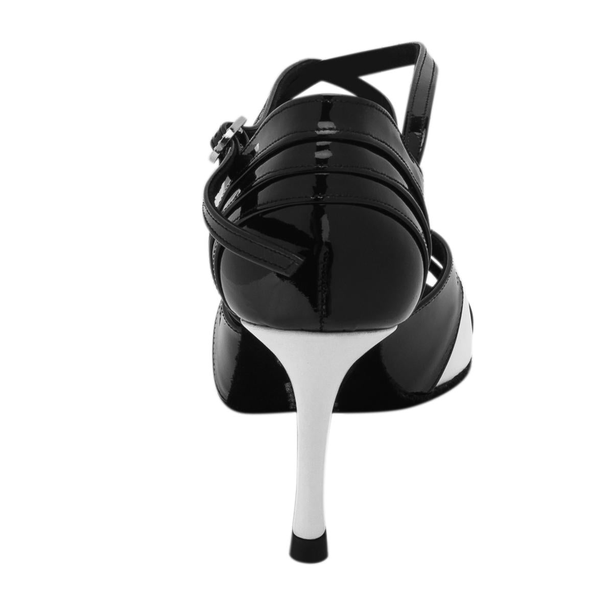 Rummos Damen Tanzschuhe Elite Paloma 035/004 - Obermaterial: Leder/Lackleder - Farbe: Schwarz/Weiß - Weite: Normal - Absatz: 80E Stiletto - Größe: EUR 36