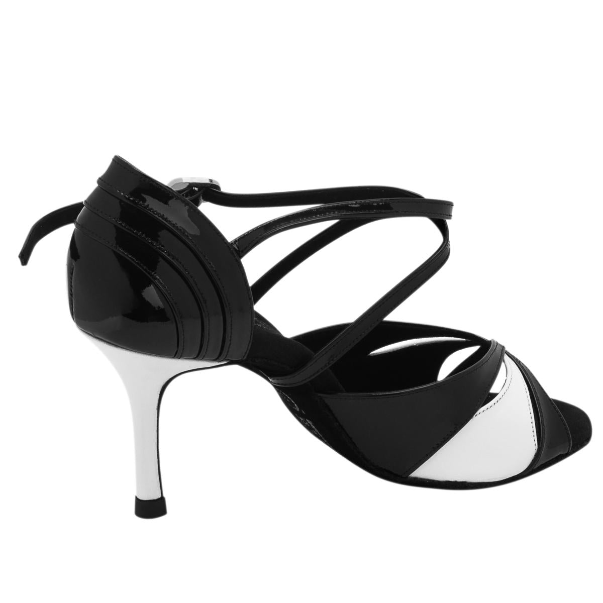 Rummos Damen Tanzschuhe Elite Paloma 035/004 - Obermaterial: Leder/Lackleder - Farbe: Schwarz/Weiß - Weite: Normal - Absatz: 80E Stiletto - Größe: EUR 35,5