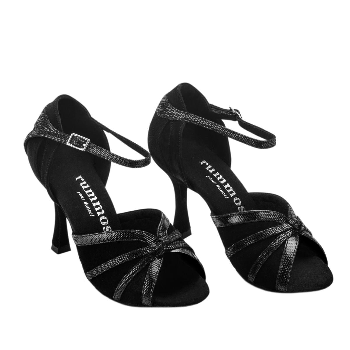 Rummos Damen Tanzschuhe R367 024-061 - Obermaterial: Leder - Farbe: Schwarz - Weite: Normal - Absatz: 70R Flare - Größe: EUR 35,5