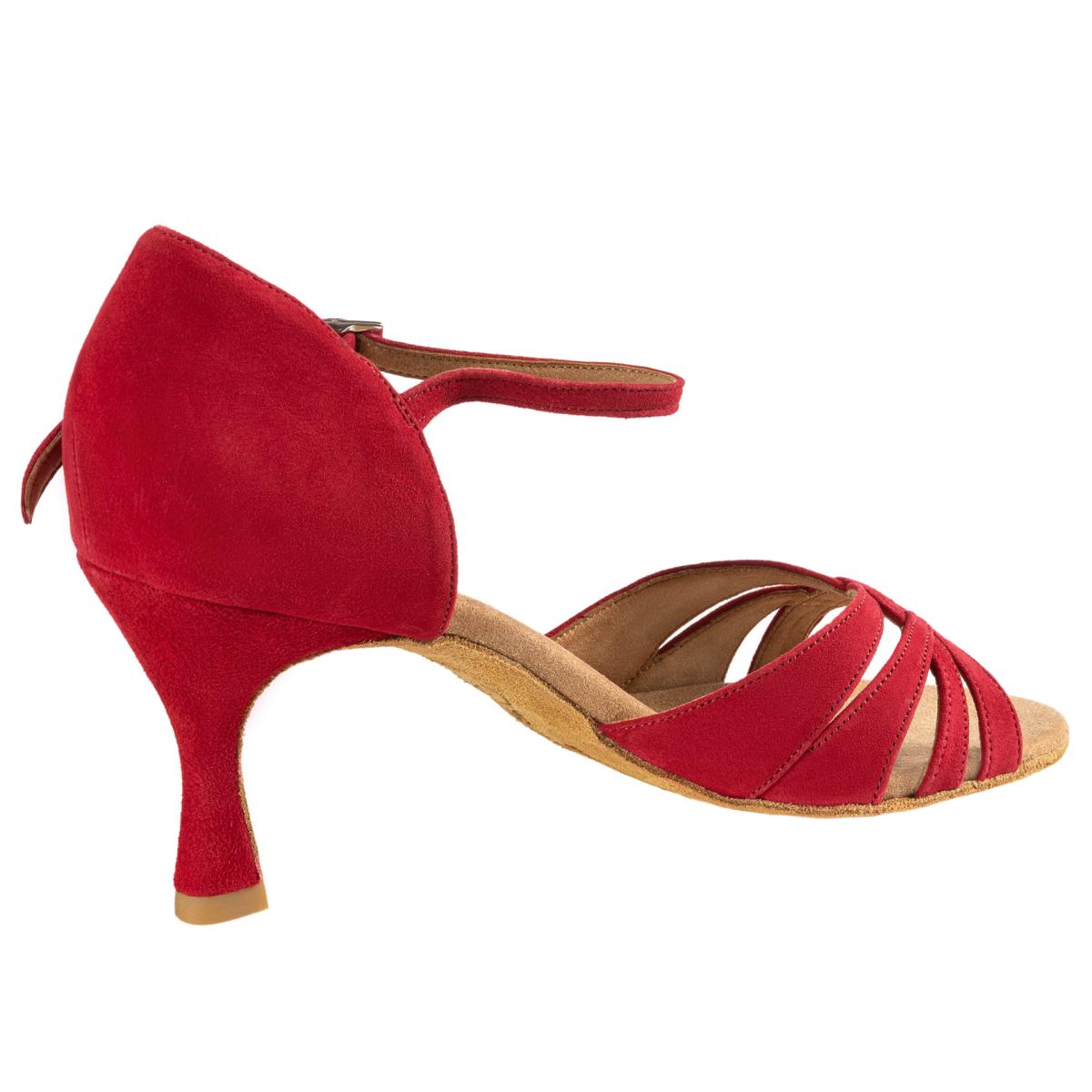 Rummos Damen Tanzschuhe R383 028 - M: Nubuck - C: Rot - W: Medium (Normal) - H: 60R Flare - Si: EUR 35
