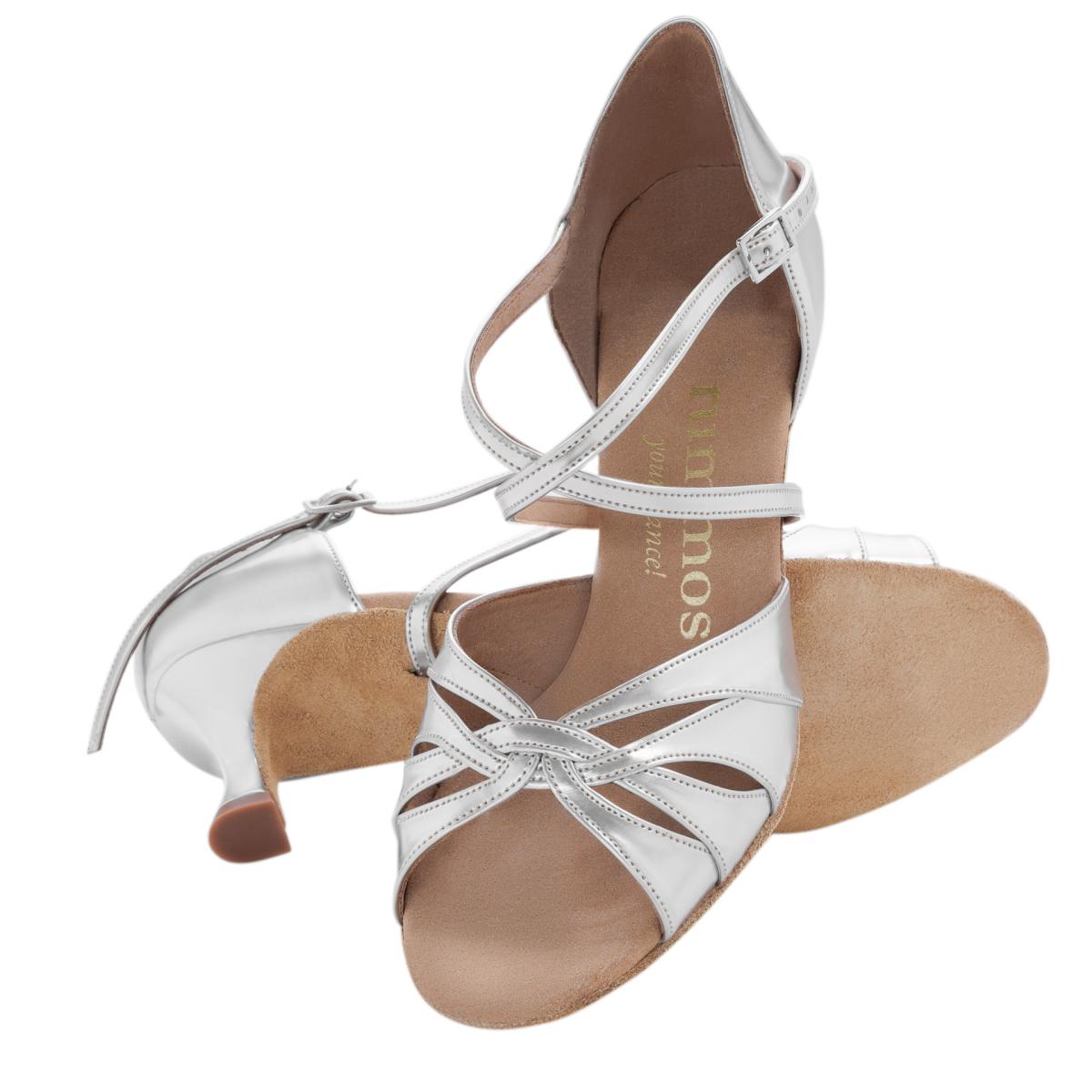 Rummos Damen Tanzschuhe R520 009 - Obermaterial: Leder - Farbe: Silber - Weite: Normal - Absatz: 50R Flare - Größe: EUR 42