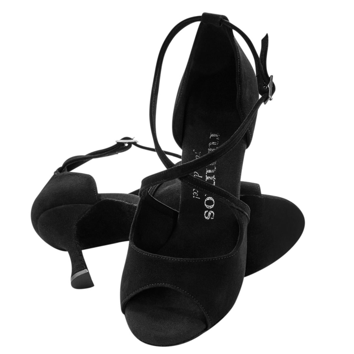 Rummos Damen Tanzschuhe R545 024 - Obermaterial: Nubuck - Farbe: Schwarz - Weite: Normal - Absatz: 70R Flare - Größe: EUR 38