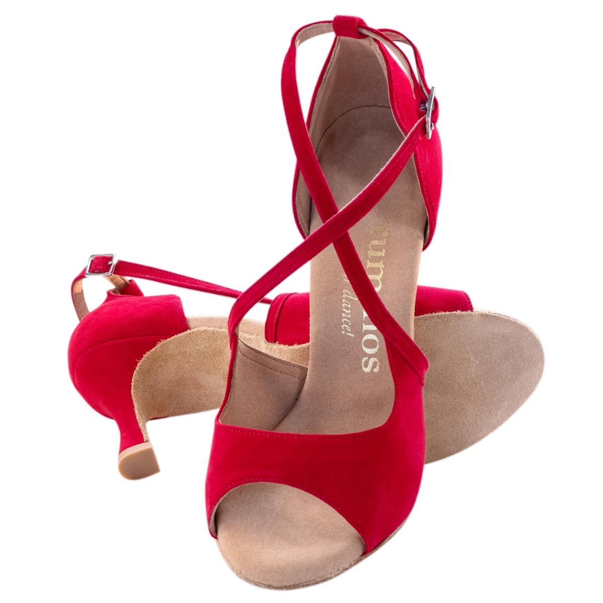 Rummos Damen Tanzschuhe R545 028 - Obermaterial: Nubuck - Farbe: Rot - Weite: Normal - Absatz: 60R Flare - Größe: EUR 33,5