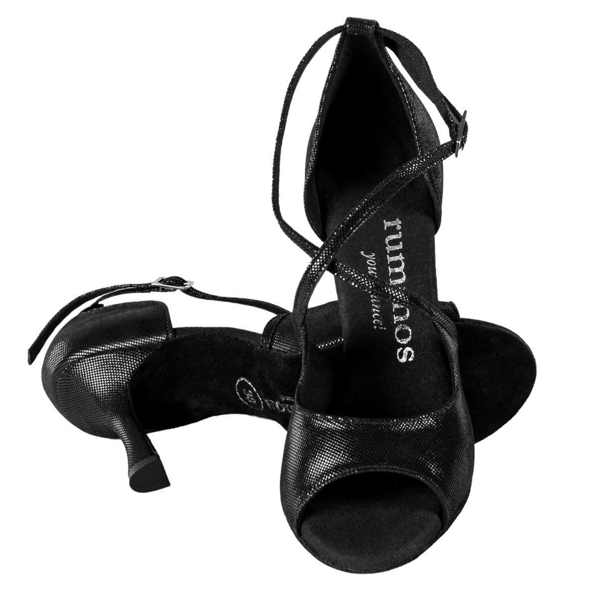 Rummos Damen Tanzschuhe R545 061 - Material: Leder - Farbe: Schwarz Diva - Weite: Normal - Absatz: 70R Flare - Größe: EUR 34