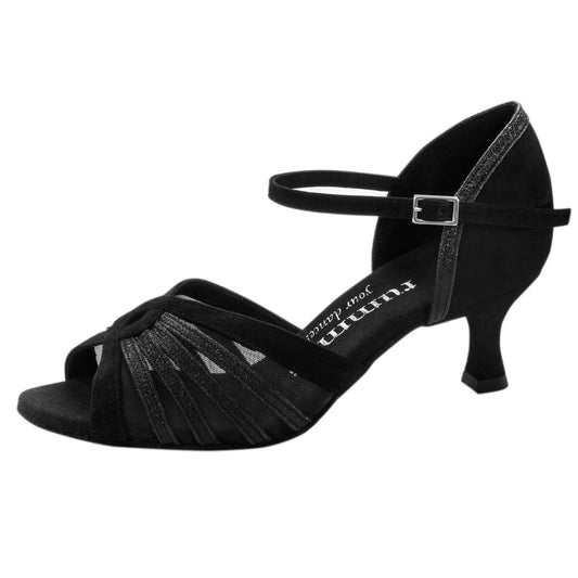 Rummos Damen Tanzschuhe R563 024-131 - Obermaterial: Nubuck/Glitzer - Farbe: Schwarz - Weite: Normal - Absatz: 50R Flare - Größe: EUR 40,5