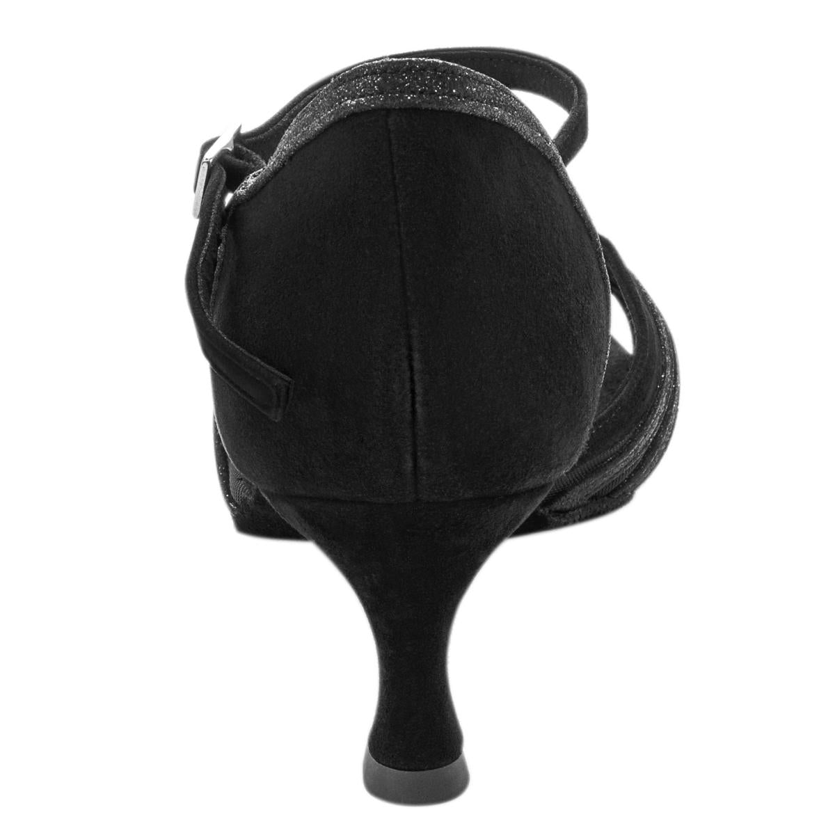 Rummos Damen Tanzschuhe R563 024-131 - Obermaterial: Nubuck/Glitzer - Farbe: Schwarz - Weite: Normal - Absatz: 50R Flare - Größe: EUR 42