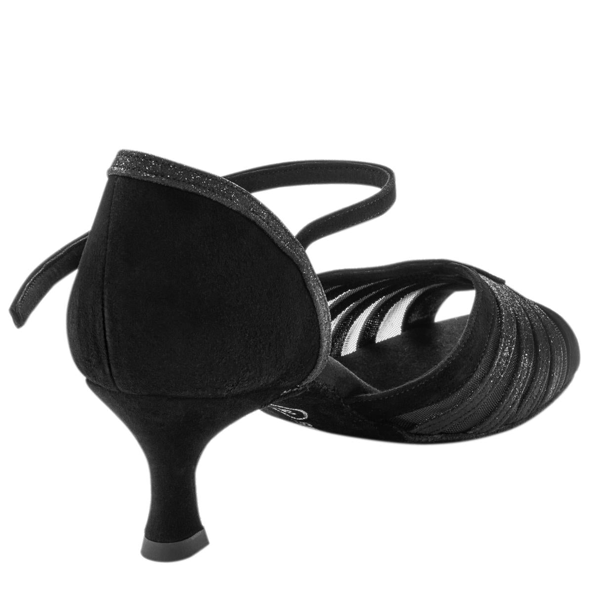 Rummos Damen Tanzschuhe R563 024-131 - Obermaterial: Nubuck/Glitzer - Farbe: Schwarz - Weite: Normal - Absatz: 50R Flare - Größe: EUR 41