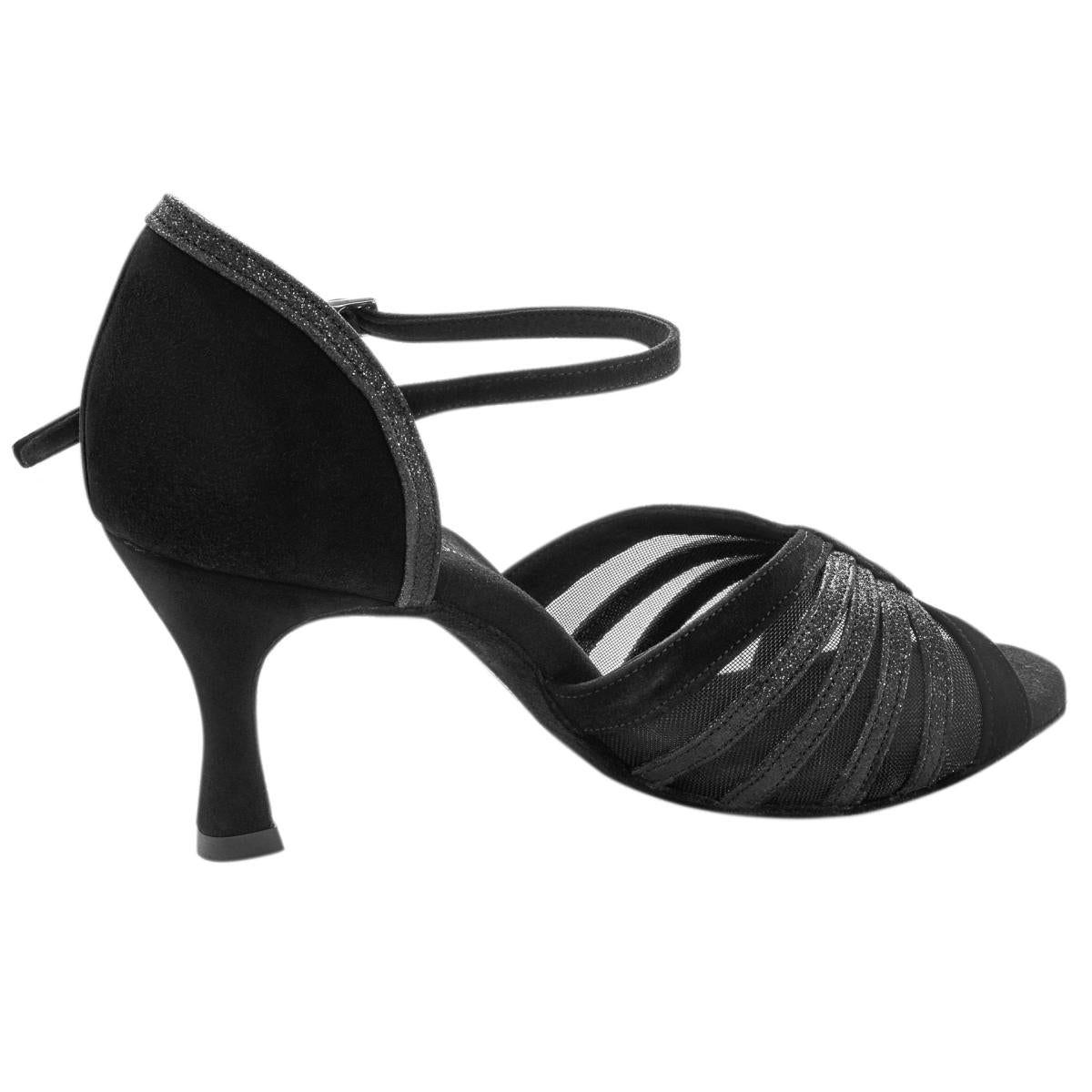 Rummos Damen Tanzschuhe R563 024-131 - Obermaterial: Nubuck/Glitzer - Farbe: Schwarz - Weite: Normal - Absatz: 60R Flare - Größe: EUR 40,5