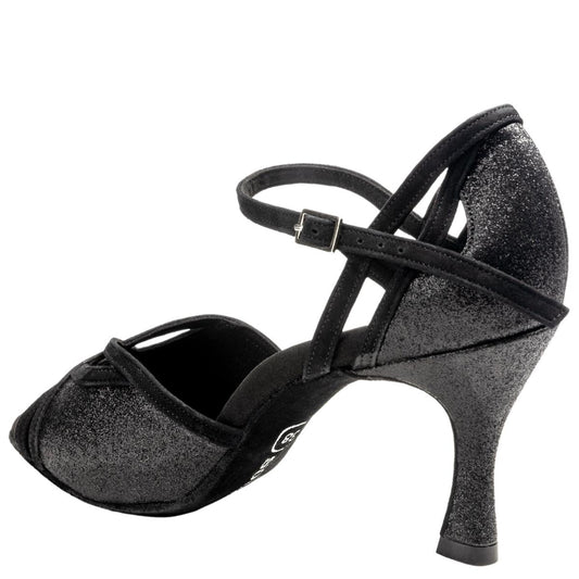Rummos Damen Tanzschuhe Claire 131-024 - Material: Glitter/Nubuck - Farbe: Schwarz - Weite: Medium (Normal) - Absatz: 60R Flare - Größe: EUR 41