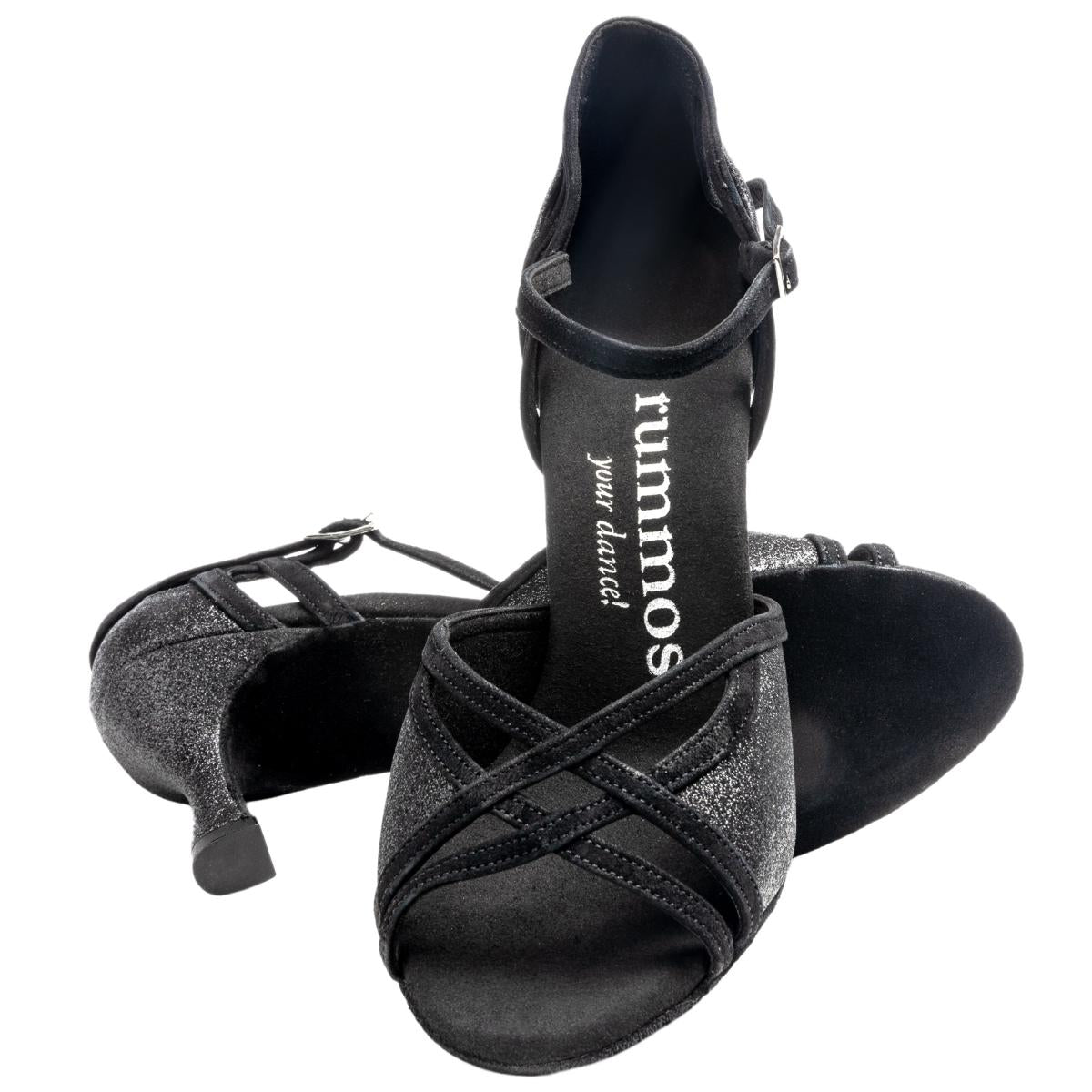 Rummos Damen Tanzschuhe Claire 131-024 - Material: Glitter/Nubuck - Farbe: Schwarz - Weite: Medium (Normal) - Absatz: 60R Flare - Größe: EUR 40
