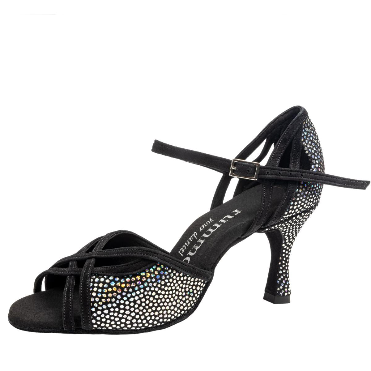 Rummos Damen Tanzschuhe Claire 231-024 - M: Leder/Nubuck - C: GalBlack/Schwarz - W: Medium (Normal) - H: 60R Flare - Si: EUR 42