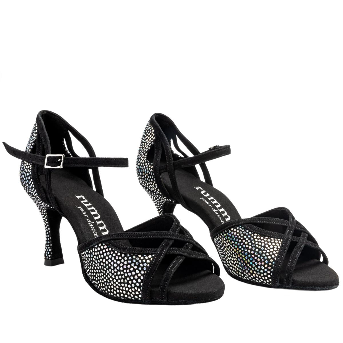 Rummos Damen Tanzschuhe Claire 231-024 - M: Leder/Nubuck - C: GalBlack/Schwarz - W: Medium (Normal) - H: 60R Flare - Si: EUR 38