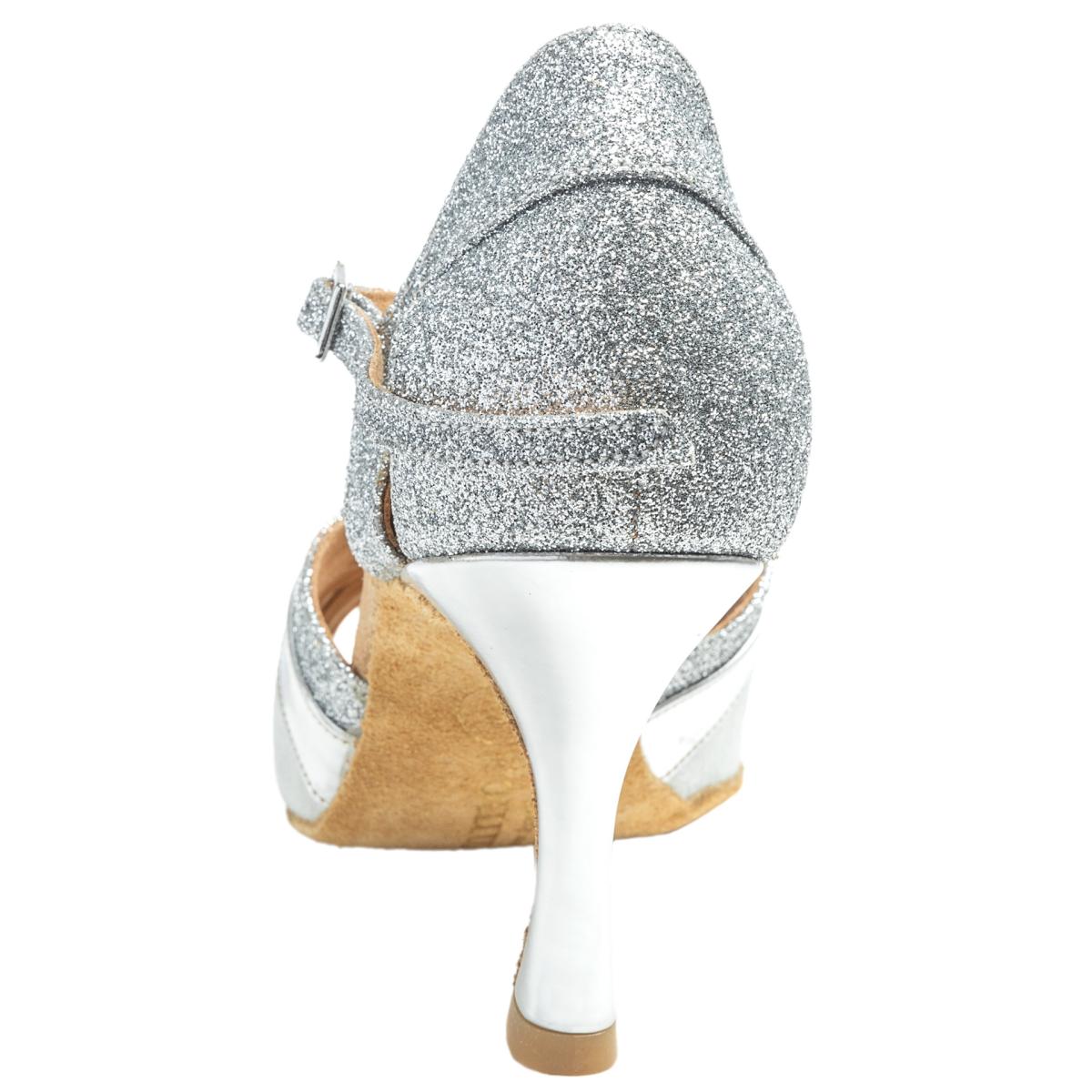 Rummos Damen Tanzschuhe Isabel - M: Glitzer/Leder - C: Silber - W: Medium (Normal) - H: 60R Flare - Si: EUR 35
