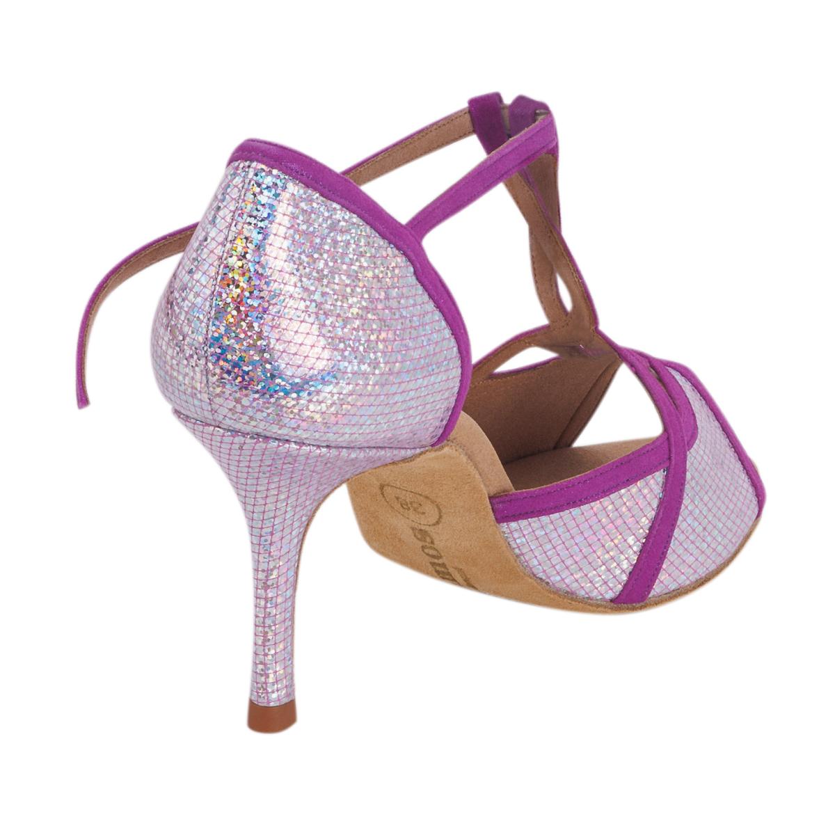 Rummos Damen Tanzschuhe Santigold 302-280 - Obermaterial: Nubuck/Leder - Farbe: Lilac/Mirror - Weite: Normal - Absatz: 80E Stiletto - Größe: EUR 36