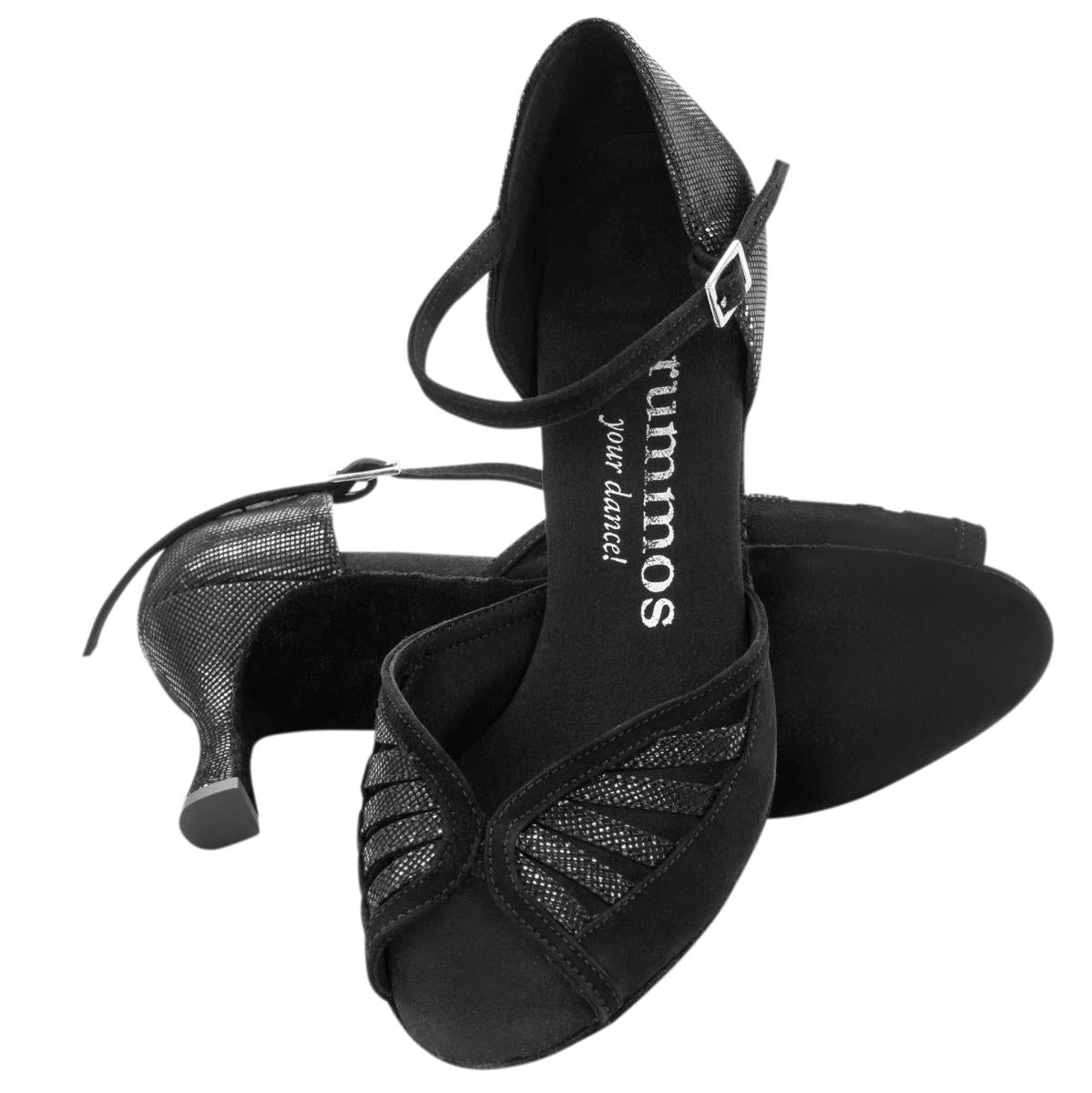 Rummos Damen Tanzschuhe Stella 024-061 - Obermaterial: Nubuck/Leder - Farbe: Schwarz - Weite: Normal - Absatz: 60R Flare - Größe: EUR 37