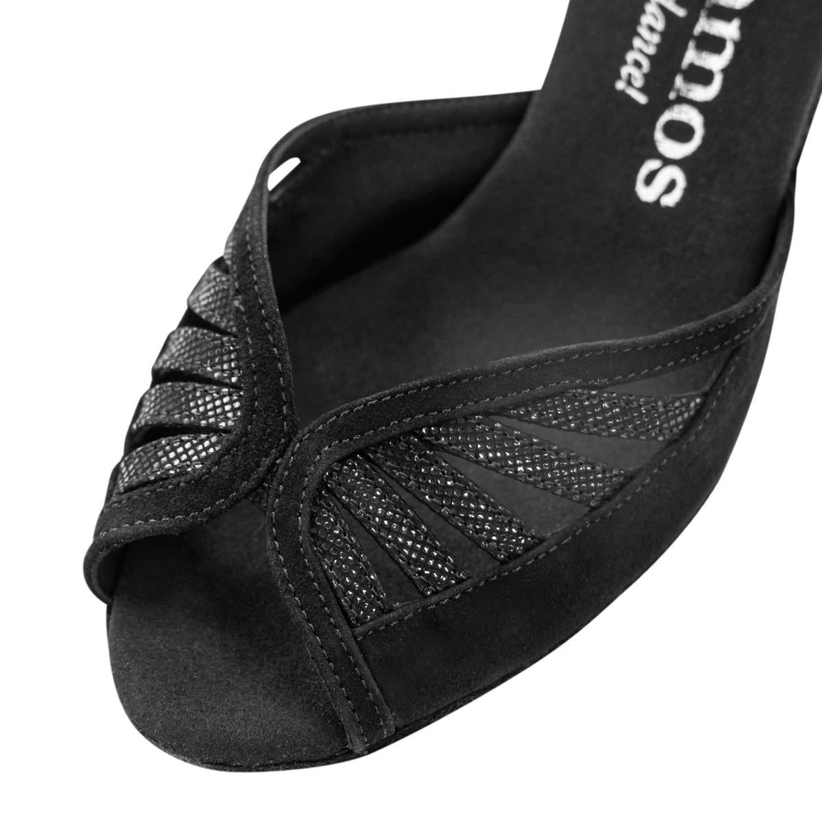 Rummos Damen Tanzschuhe Stella 024-061 - Obermaterial: Nubuck/Leder - Farbe: Schwarz - Weite: Normal - Absatz: 60R Flare - Größe: EUR 34