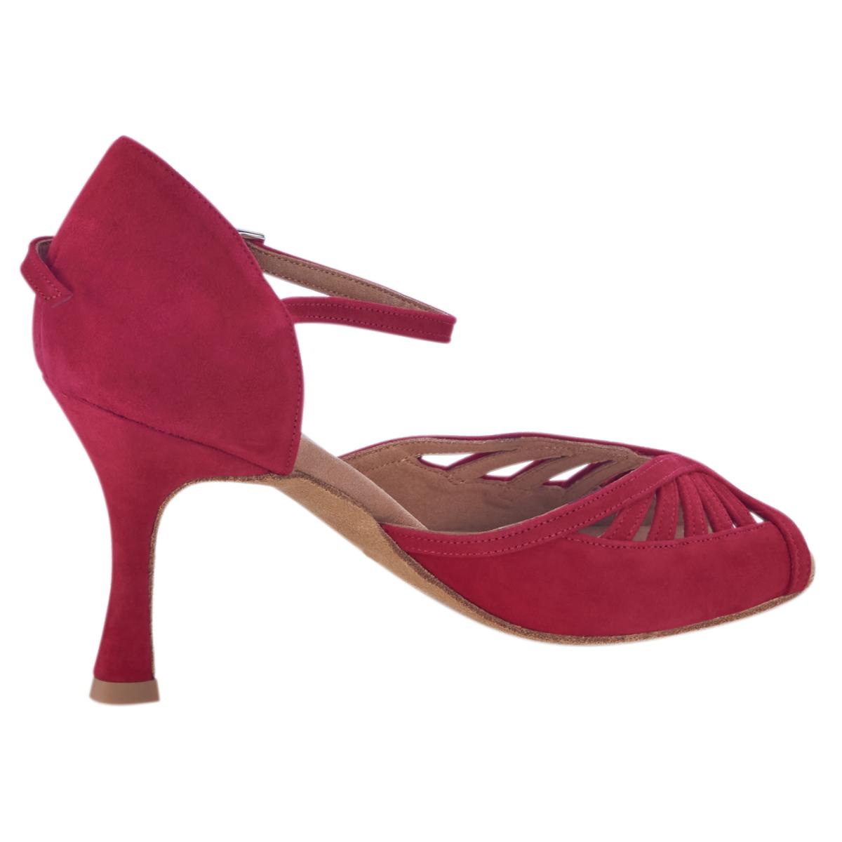 Rummos Damen Tanzschuhe Stella 028 - Obermaterial: Nubuck - Farbe: Rot - Weite: Normal - Absatz: 70R Flare - Größe: EUR 38,5