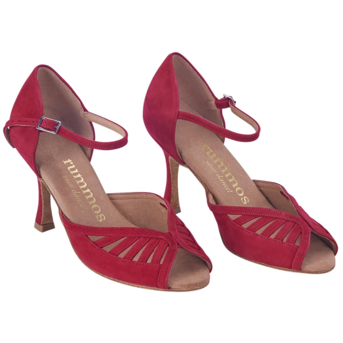 Rummos Damen Tanzschuhe Stella 028 - Obermaterial: Nubuck - Farbe: Rot - Weite: Normal - Absatz: 70R Flare - Größe: EUR 38,5