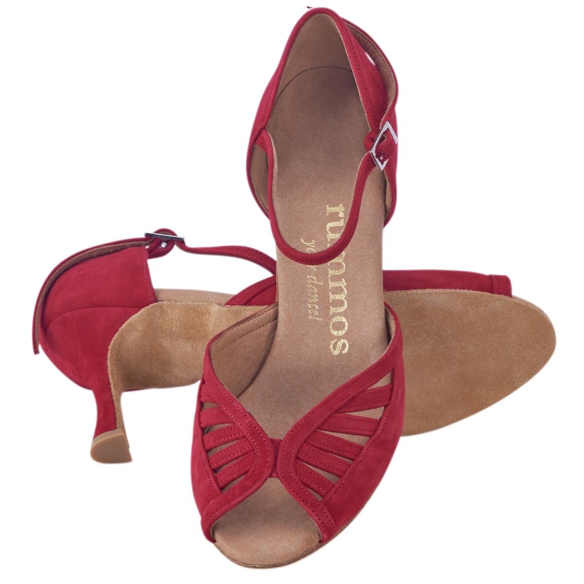 Rummos Damen Tanzschuhe Stella 028 - Obermaterial: Nubuck - Farbe: Rot - Weite: Normal - Absatz: 70R Flare - Größe: EUR 34,5