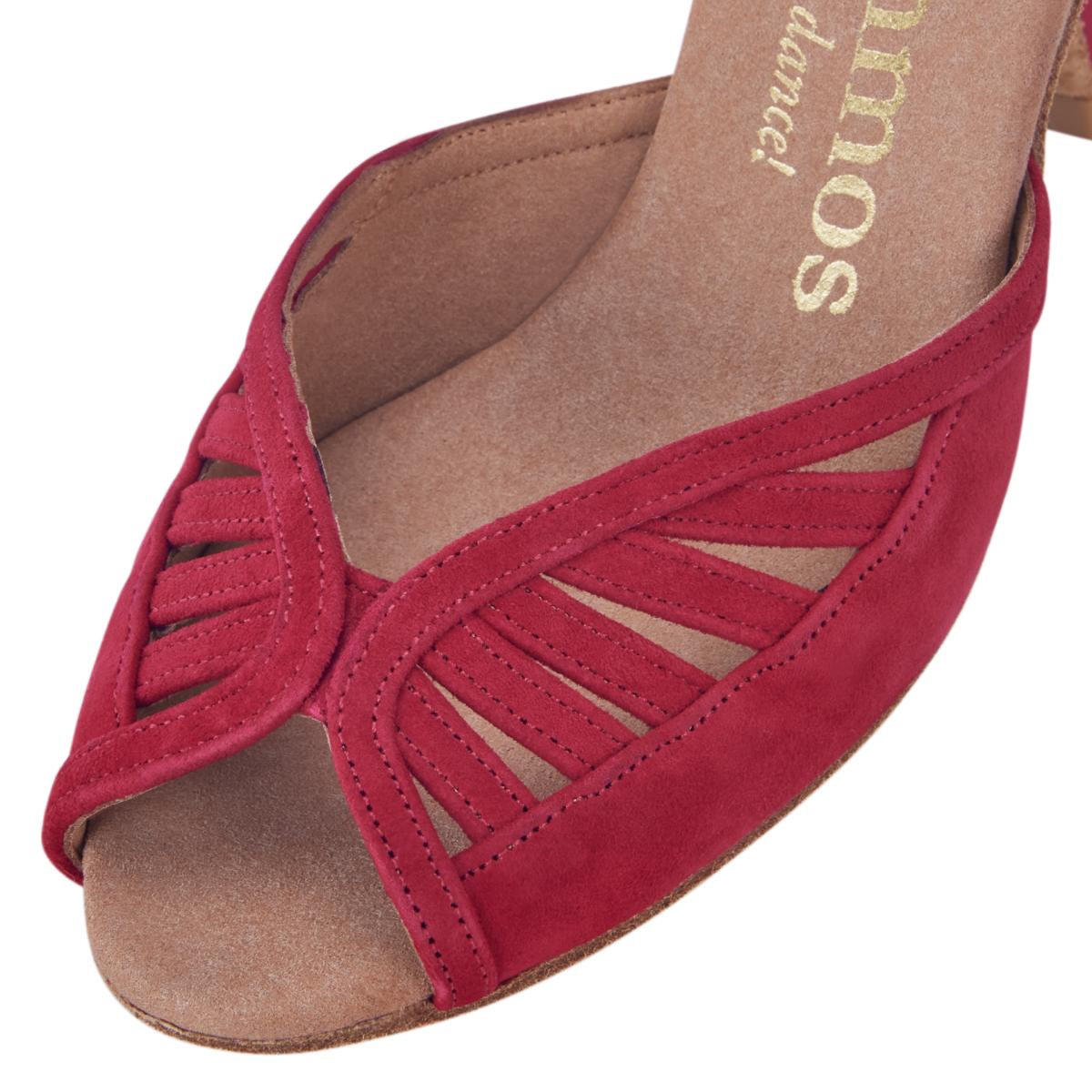 Rummos Damen Tanzschuhe Stella 028 - Obermaterial: Nubuck - Farbe: Rot - Weite: Normal - Absatz: 70R Flare - Größe: EUR 35,5