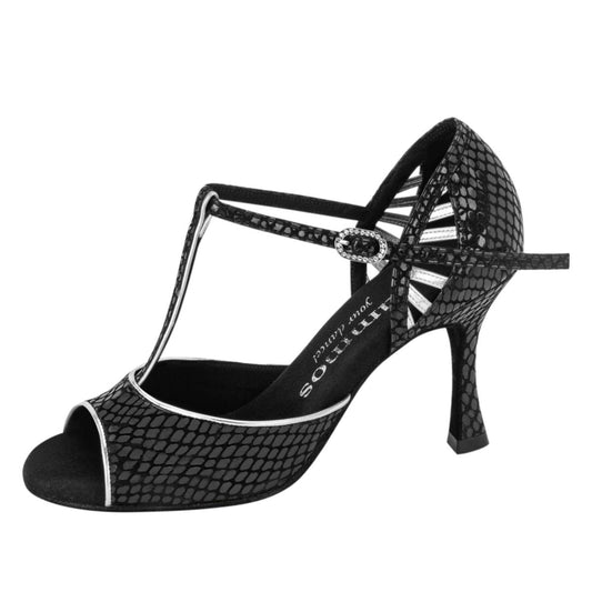 Rummos Damen Tanzschuhe Valentina 171-009 - Obermaterial: Leder - Farbe: schwarz, silber - Weite: Normal - Absatz: 70R Flare - Größe: EUR 41