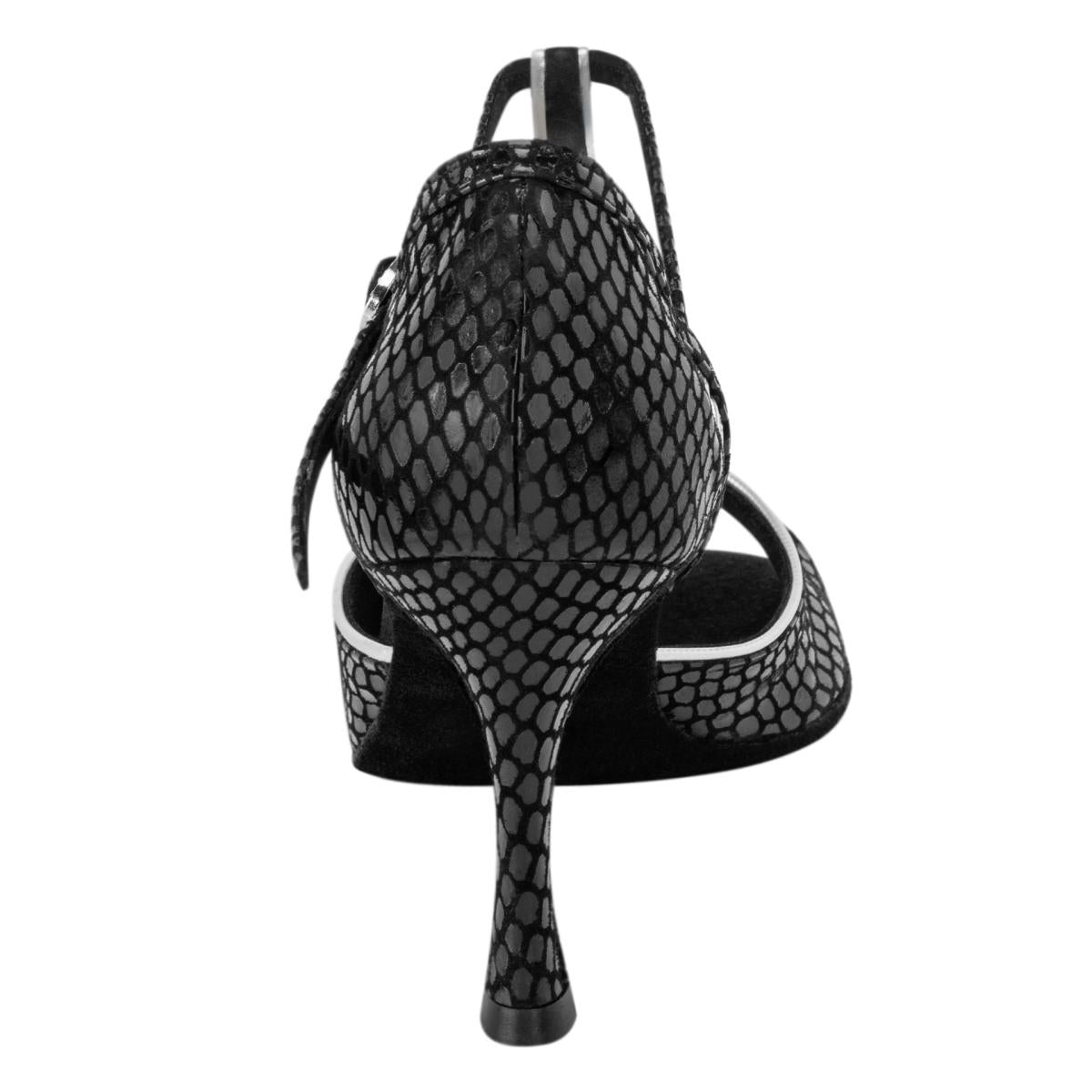 Rummos Damen Tanzschuhe Valentina 171-009 - Obermaterial: Leder - Farbe: schwarz, silber - Weite: Normal - Absatz: 70R Flare - Größe: EUR 42